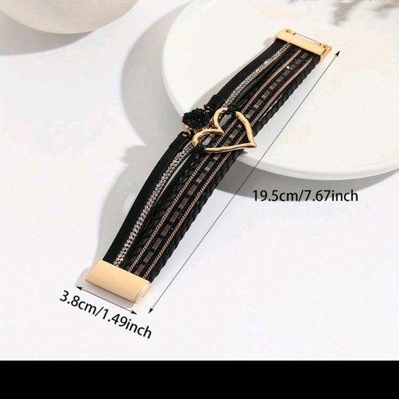 A002 Elegant Khaki and Gold Heart Bracelet - Picture 4 of 4